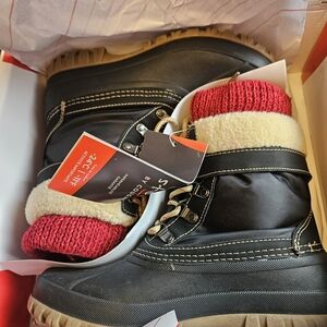 Storm By Cougar Black Boots with Red and Cream Accents